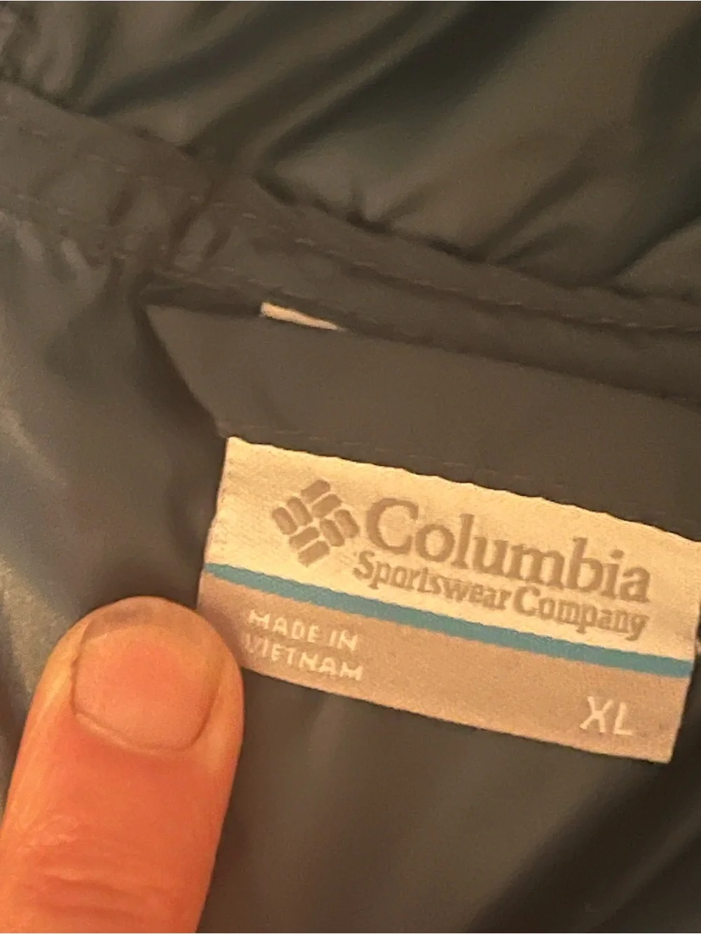 Columbia Navy Hooded Windbreaker with Red Zippers